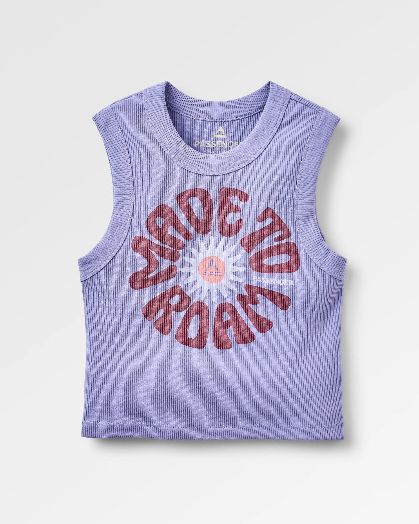 Easy Days Ribbed Graphic Cropped Tank Top - Retro Purple