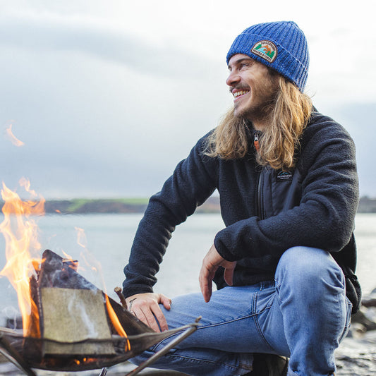 Katira Rib Knit Hat - Blue Coral