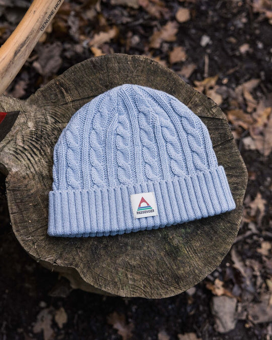 Fireside Recycled Cable Knit Hat - Blue Fog