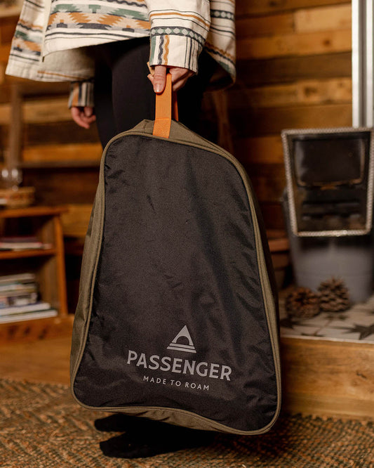 Check out the Recycled Boot Bag - Black/Khaki Green